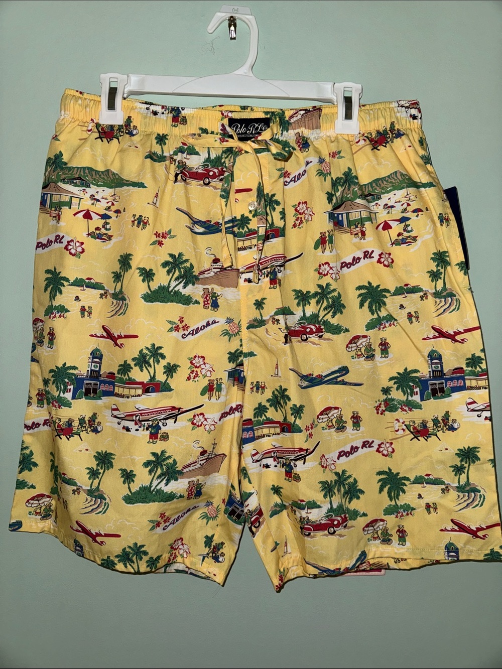 Polo by Ralph Lauren Yellow Tropical-Bear Print PJ shorts